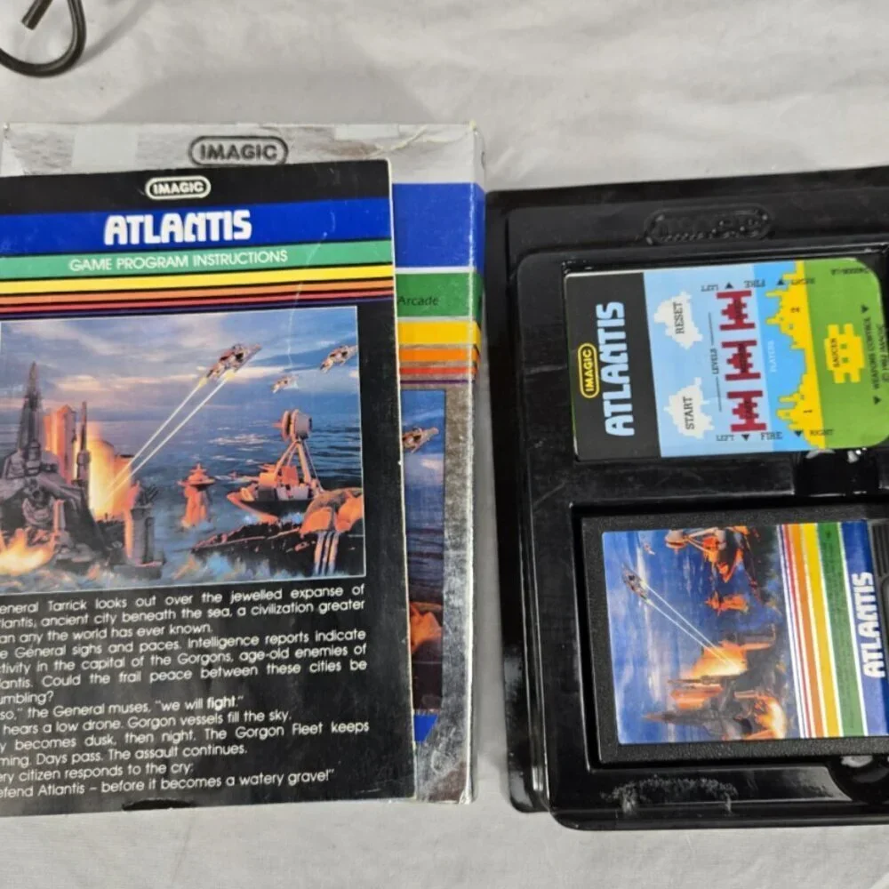 Atlantis For Intellivision Complete Original Box With Manuals and Overlays Vtg